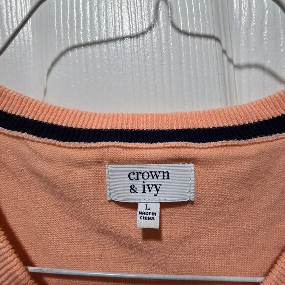 Crown & Ivy Ladies Cardigan LG Spring 3/4 Sleeve Preppy Minimalist Easter Spring - Picture 4 of 4
